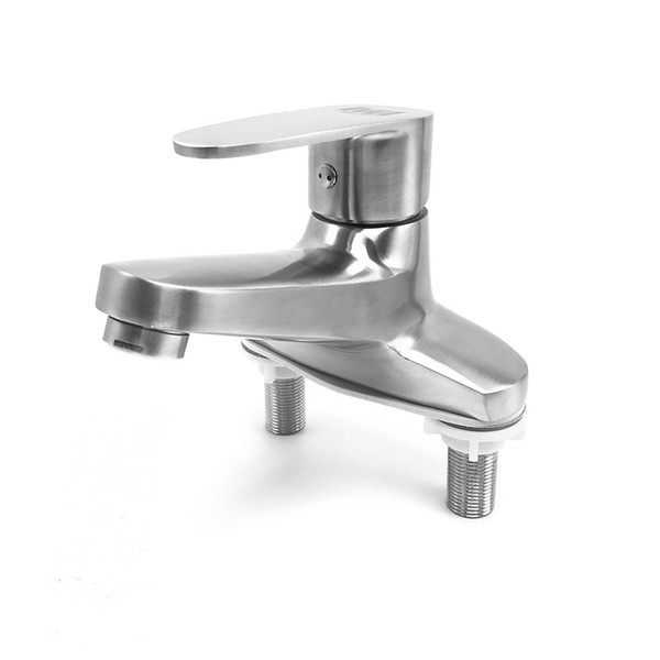 304 Stainless Steel hot and cold faucet single holder double hole wash basin faucets