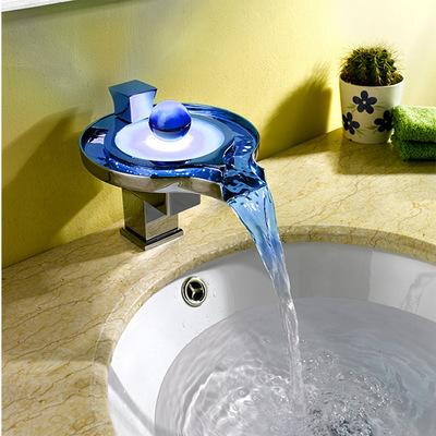 Free Shipping Diamond Style Handles Color changing LED Water Power Bathroom Basin Sink Mixer Tap Faucet tap toilet