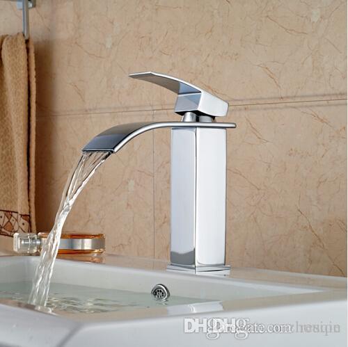 Wholesale Deck Mount Waterfall Bathroom Faucet Vanity Vessel Sinks Mixer Tap Cold And Hot Water Tap Faucets