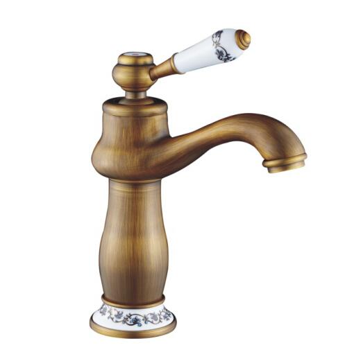 Antique Brass Mixer Taps Basin Faucet Hot and Cold Mixer with Porcelain Deck Mounted basin tap torneira AF1083