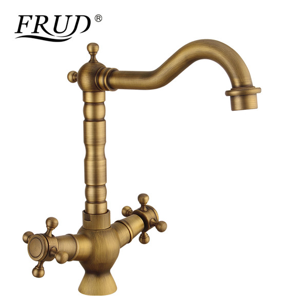 wholesale Brass faucet Cold&hot Kitchen Tap Single Handle Deck Mounted Brushed Easy installation Classic Design High Quality Y10092