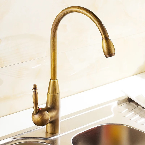 Kitchen Faucet Single hole Antique Brass Kitchen Sink Faucet Vanity Swivel Mixer Water Tap Rotate Spout Cozinha