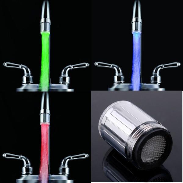 NEW Water Glow 3 Colors Changing LED Faucet Temperature Control Sensor Tap head Free Shipping, dandys