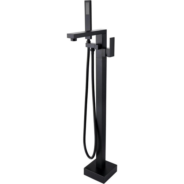 Rolya Square Style Matte Black Free Standing Bathtub Faucets Floor Mounted Bath Filler Taps