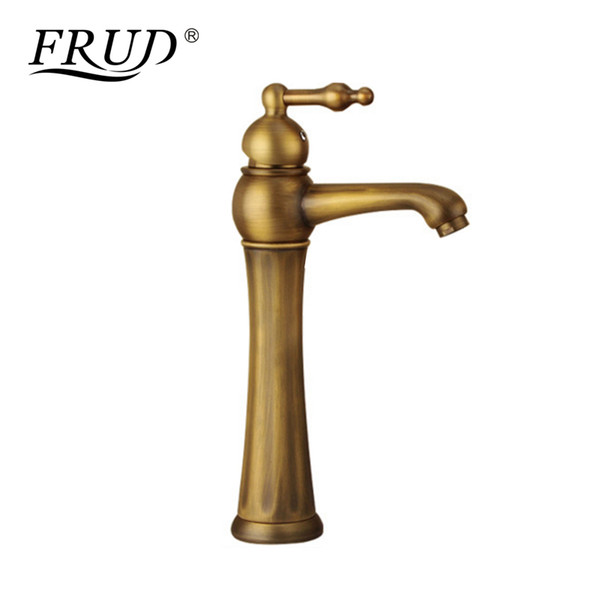 FRUD Brass Basin Faucet Retro Bathroom Basin Sink Taps Deck Mounted Single Holder Swivel Spout Mixer Continental Faucet Y10066