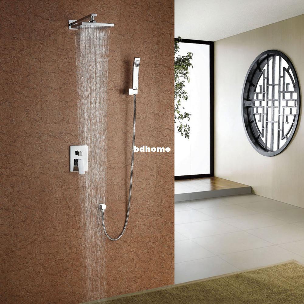 Fast delivery free shipping High quality bathroom concealed inwall rainfall square shower set faucet BR-S1010-A-2