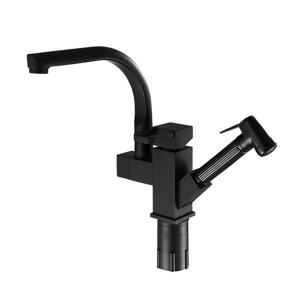 Black Classic Kitchen Faucets Brass Electroplate Swivel Basin Faucet Pull Out Single Handle Hole Mixer Water Taps Deck Mounted