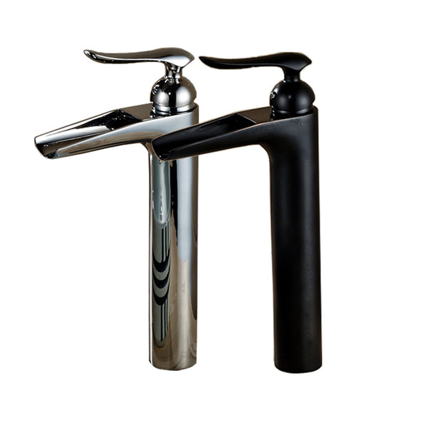 Chrome Finish/Oil Rubbed Bronze Waterfall Countertop Bathroom Basin Sink Faucet Single Handle with Hot and Cold Water Taps