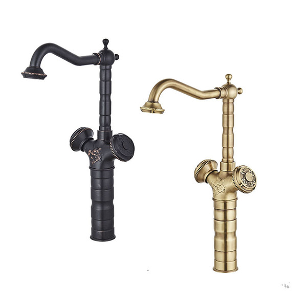 Free Shipping Oil Rubber Bronze ORB Bathroom Faucet Sink Basin Mixer Tap Cold And Hot Water taps Antique Brass Wholesale JP119