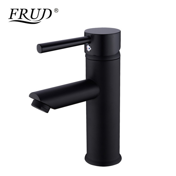 FRUD New Arrival Brass Bathroom Faucet Hot & Cold Water Tap Deck Mounted Install Single Handle Sink Tap Gold Taps Y10158