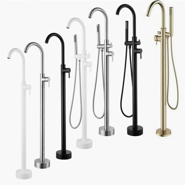 Bathroom Bath Spout Shower Floor Mount Shower set Mixer Valve 1 & 2 Function Bathtub Filler Mixer Taps Gold/Black/Chrome