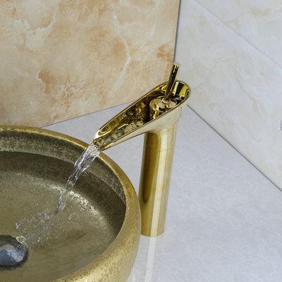 Best Bathroom Faucet Tap Tall Golden Polished Bathroom With Stream Water Flow Sink Mixer Tap Deck Mounted Hot and Cold Taps