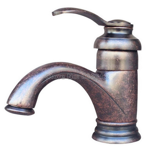 Single Holder Single Hole Deck Mounted Antique Copper Bathroom Basin Faucet Vessel Sink Mixer Taps Wnn016