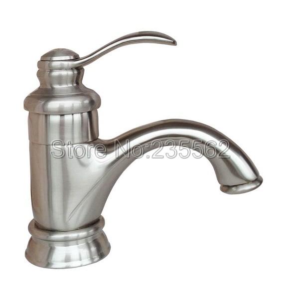 Brushed Nickel Single Handle Bathroom Faucet Washbasin Faucets Deck Mounted Cold and Hot Mixer Sink Taps lbn008