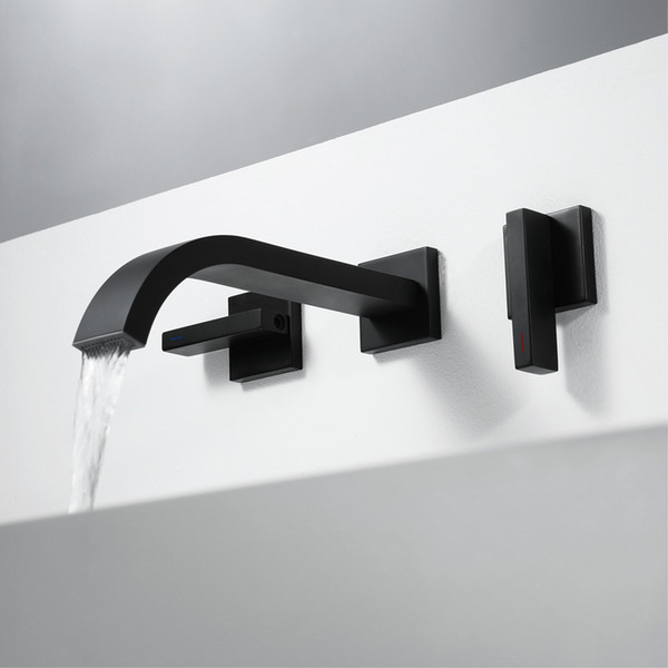 Black Brass Basin Faucet Embedded Box Bathroom Sink Faucets Chrome Brass Mixer Taps Hot and Cold Water Bath Tap Wall Mounted