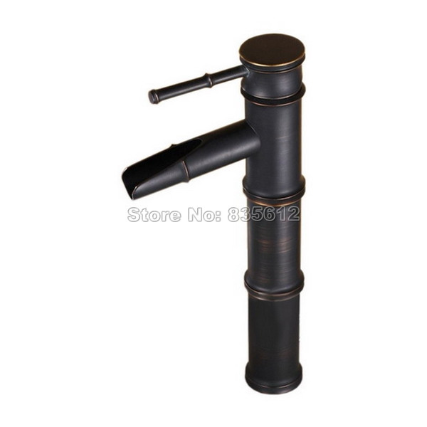 Black Oil Rubbed Bronze Bamboo Shape Bathroom Basin Faucet /Single Handle Single Hole Deck Mounted Vessel Sink Mixer Taps Whg017