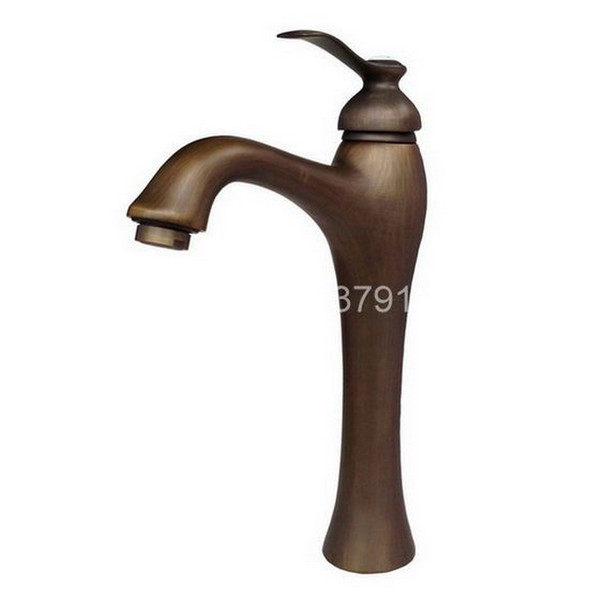 Vintage Retro Antique Brass Single Lever Handle One Hole Bathroom Vessel Sink Faucet Mixer water Taps aan033