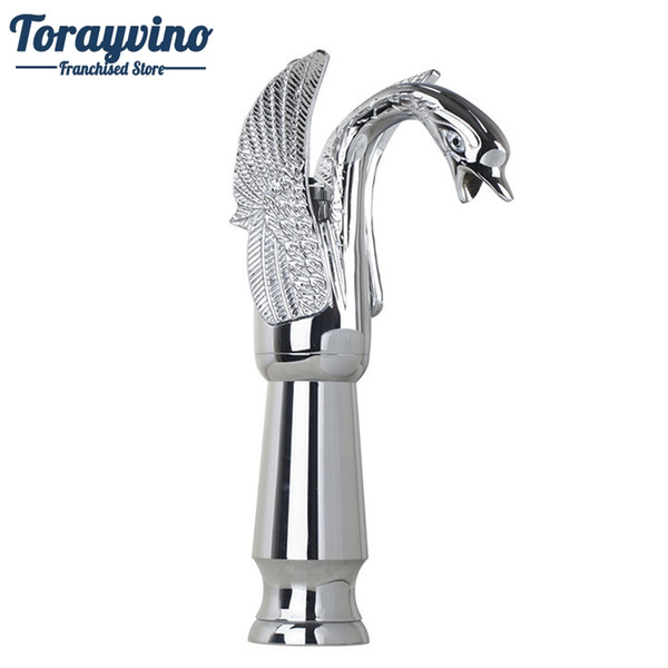 Torayvino Bathroom Basin Faucet Chrome Finish Swan Waterfall Bathrooom Chrome Deck Mounted Single Handle Sink Faucet Mixers Taps