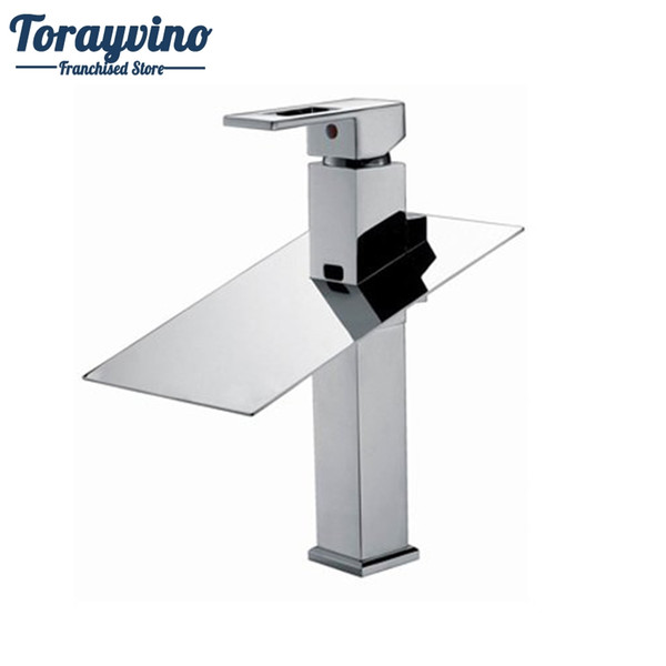 Torayvino Basin Faucet Tall Water Tap Bathroom Sink Mixer Waterfall Torneira Chrome Vanity Vessel Sinks Mixers Taps Faucets.