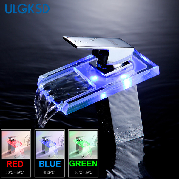 ulgksd Bathroom Basin faucet LED Chrome vanity faucet bathroom sink faucet basin mixer tap brass modern bathroom mixer taps