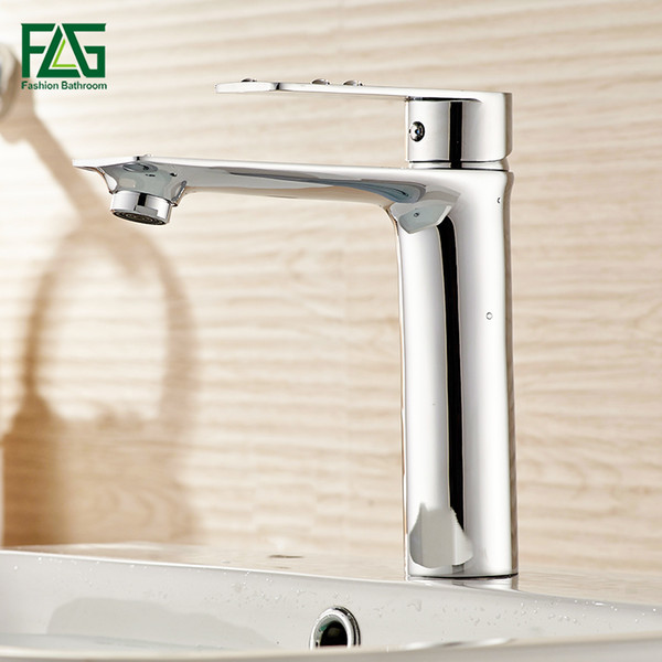 FLG Water Mixer Bathroom Basin Sink Faucet Brass Bathroom Mixer Taps Modern Bathroom Faucet Chrome&Black&White Basin Mixer Tap