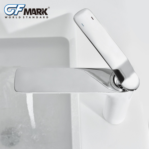 GFmark Modern Style Mixer Tap Faucet 3 Colors White Black Chrome Taps Deck Mount Home Bath Basin Sink Faucet Bathroom Mixer