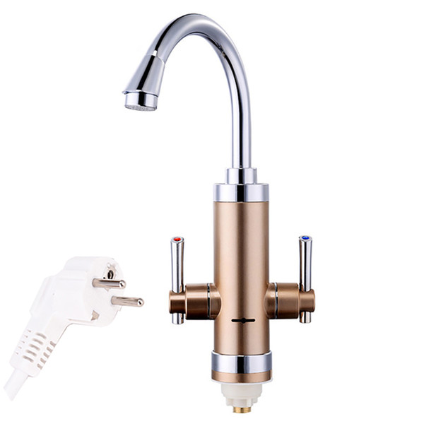 GWAI Duel Handle 3 Second Instant Tankless Water Heater 360 Degree Rotatable Pipe Hot Water Kitchen Faucet Fast Heat Water Taps