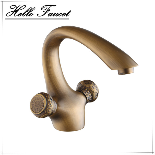 HELLO Bathroom Basin faucet Antique Brass Bathroom Faucet robinet torneira banheiro 97182 Mixer Taps Double Handle