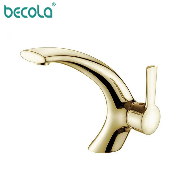 BECOLA Modern Copper basin Faucet Gold Bathroom Faucet Hot & Cold Brass Basin Sink Faucet Single Handle mixer Taps F-6141K