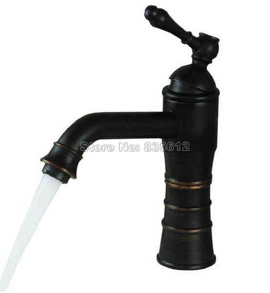 Classic Black Oil Rubbed Bronze Single Hole Deck Mounted Single Handle Bathroom Basin Faucet Sink Mixer Taps Wnf278