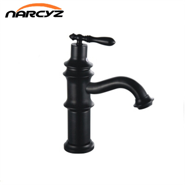 Bathroom Brass Retro Basin Sink Mixer Taps Deck Mounted Single Holder Swivel Spout Black Faucet B501