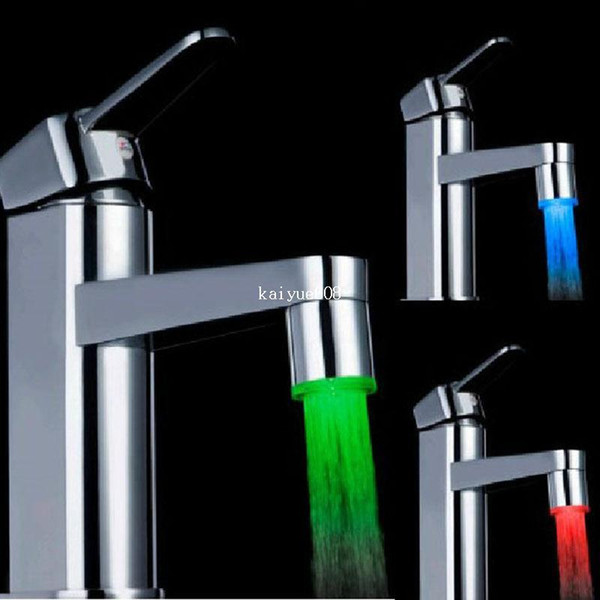 LED Water Faucet Light Temperature Sensor automatic Red Blue Green 3 Color for Kitchen Bathroom #11105