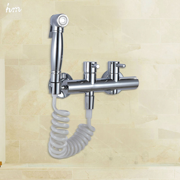 hm Bidet Faucets High Pressure Bidet Shower Toilet Handheld Brass Bidets Taps Set Bathroom Shower Valve Cold and Hot Bidets