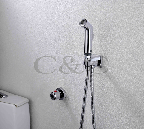 Thermostatic Shattaf Bidet Gun Wall Mounted Chrome Portable Women Cleaner A1601D