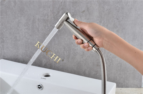 KUCHI Stainless Steel Handhold Toilet Bidet Sprayer Set Kit Stainless Steel Hand Bidet faucet for Bathroom Hand Sprayer Shower