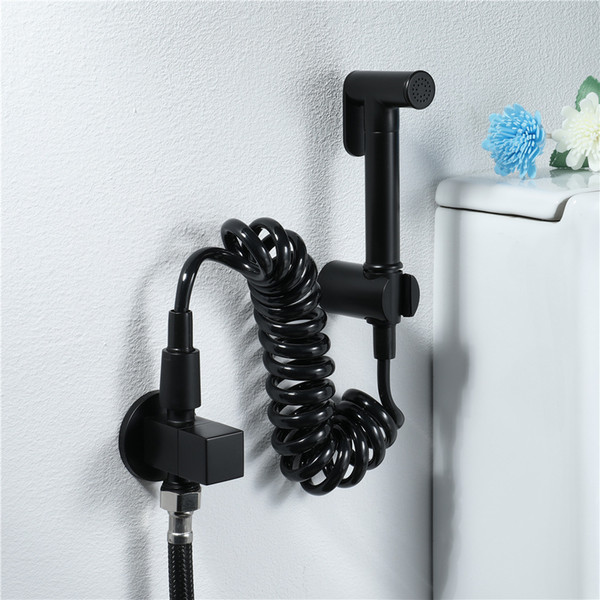 Black Brass Handheld Bidet Spray Cleaning Sprayer Toilet Bidet Faucet Shower Spray With PVC Hose Shower Holder Toilet Cleaner