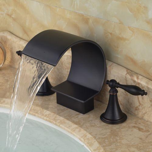 Retail and wholesale Oil Rubbed Bronze Brass Bathroom Faucet Basin Faucet Waterfall Spout Vanity Sink Mixer Tap