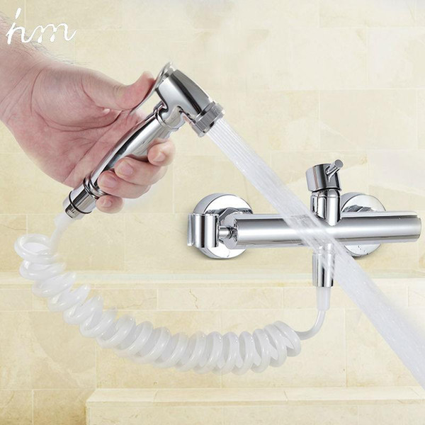 hm Bidets Bidet Faucet Set Hot and Cold Mixer Tap Wall Mounted High Pressure Toilet Bidet Spray Nozzle Spray Gun Bidet Faucets 20170609