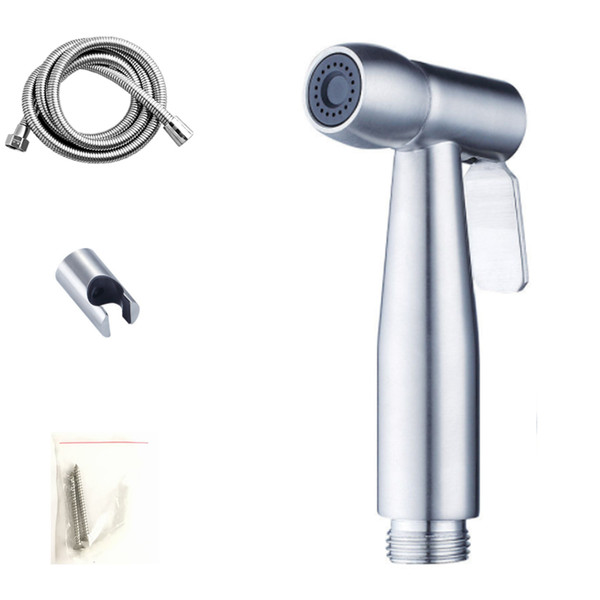 Stainless Steel Bathroom Toilet Flusher Bidet Sprayer Cleaner Tools Spray Enhanced pressure Hand Shower Set + Shower hose + wall bracket