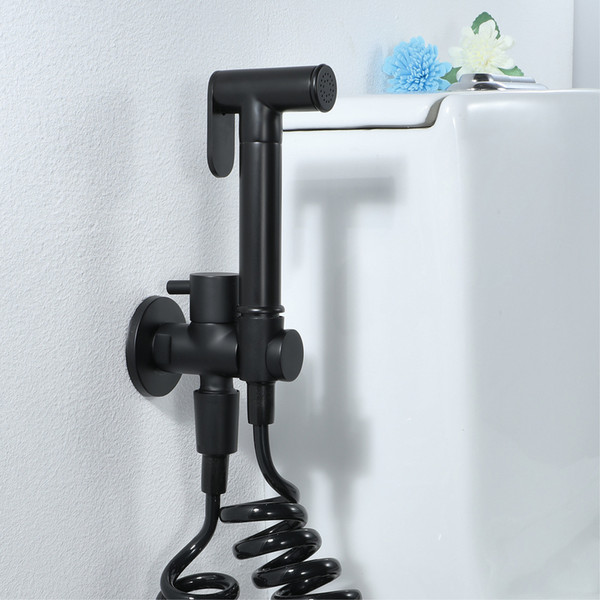 Black Bidet Faucets Toilet Spray Faucet Shower Sprayer WC 1.5m Telephone Telescopic Hose Wall Mounted Brass Bathroom Bidet Taps