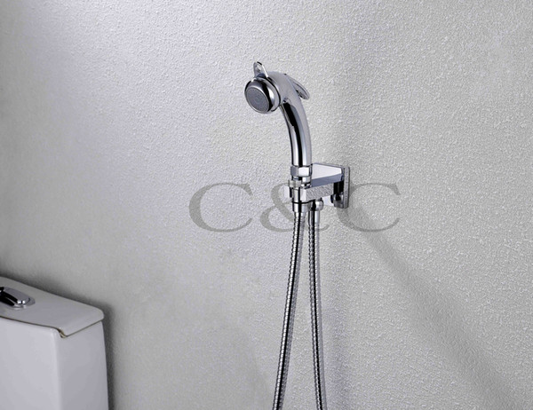 Wall Mounted Chrome Multifunctional Portable Shattaf Bidet Gun With Brass Holder and Stainless Steel Hose A801H