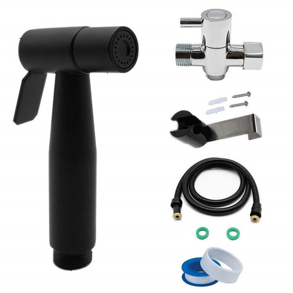 Black Hand Held Bidet Sprayer-Premium Stainless Steel Diaper Sprayer Shattaf Set