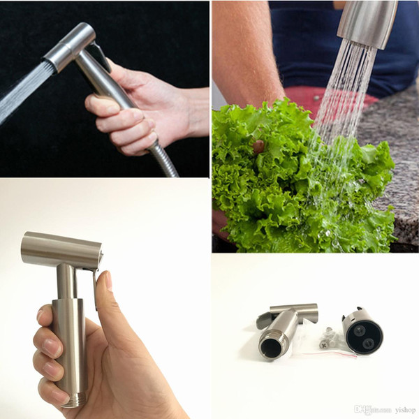 SUS 304 Stainless Steel Bathroom Shower Bidet Spray Nozzle Toilet Cleaning Tool Spray Enhanced pressure Shower head +1.5m hose +wall holder