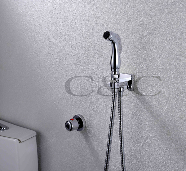 Wall Mounted Thermostatic Handheld Shattaf Bidet Toilet Diaper Sprayer With 150 cm Stainless Steel Hose A101D