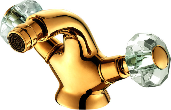 Free ship Singe hole bathroom bidet faucet mixer tap Gold Finish Double Luxury