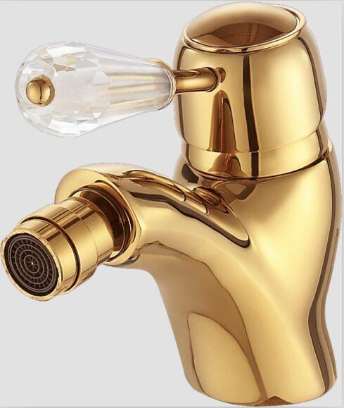 Free ship Singe hole /handle bathroom bidet faucet mixer tap Gold clour deck mounted