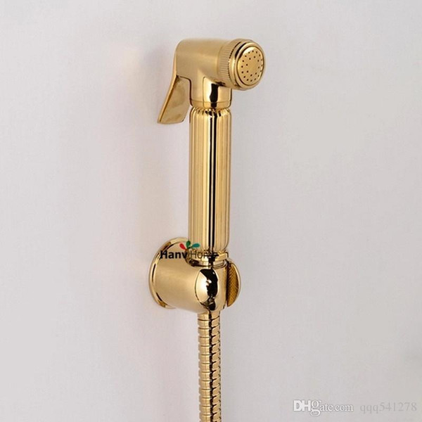 Torneira Toilet Gold Hand held Diaper Bidet Sprayer Shower Shattaf Spray Douche kit Jet & Copper Golden Holder & 1.5m Hose