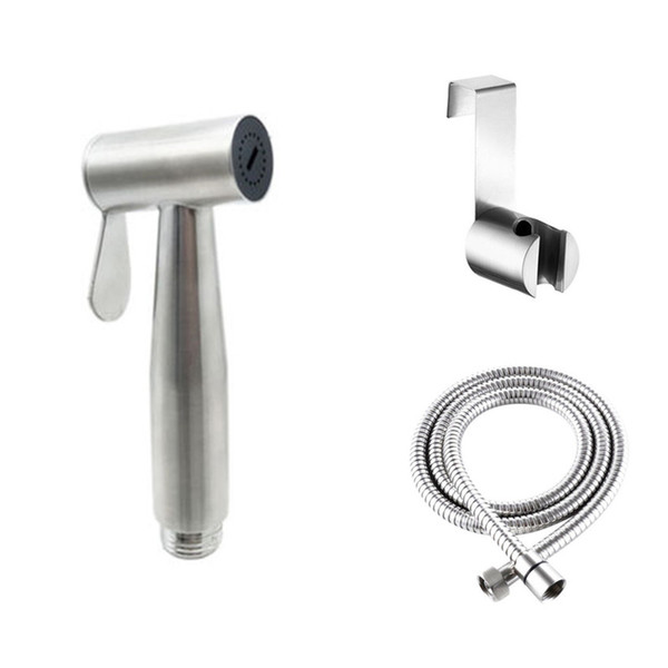 Hight quality 304 stainless steel brushed nickel Bidet Handheld Shower sprayer Bidet Faucet tap Toilet Spray Gun with hanger holder hose set