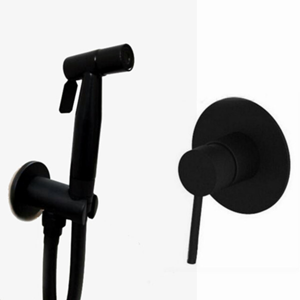 lead free 304 Stainless Handheld Sprayer Black Shower Set Toilet hot and cold Shattaf mixer bidet Sprayer Douche and water valve BL558