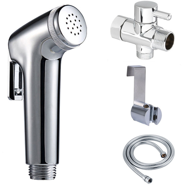 Diaper Hand Held Toilet Bidet Sprayer Douche Shattaf Shower Spray Stainless Steel Hose Holder Set Chrome Finish